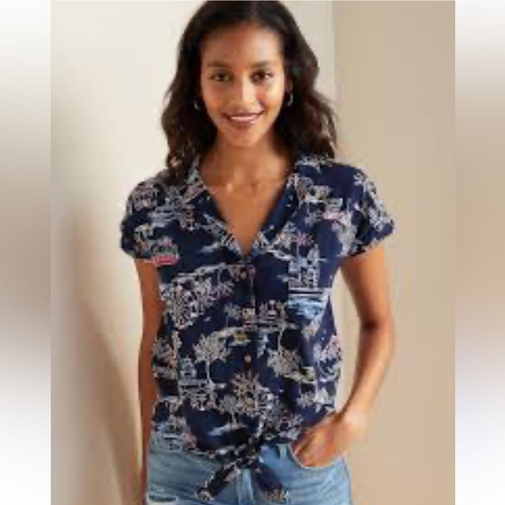 Old Navy Printed Tie Hem Resort Button Front Shirt XL